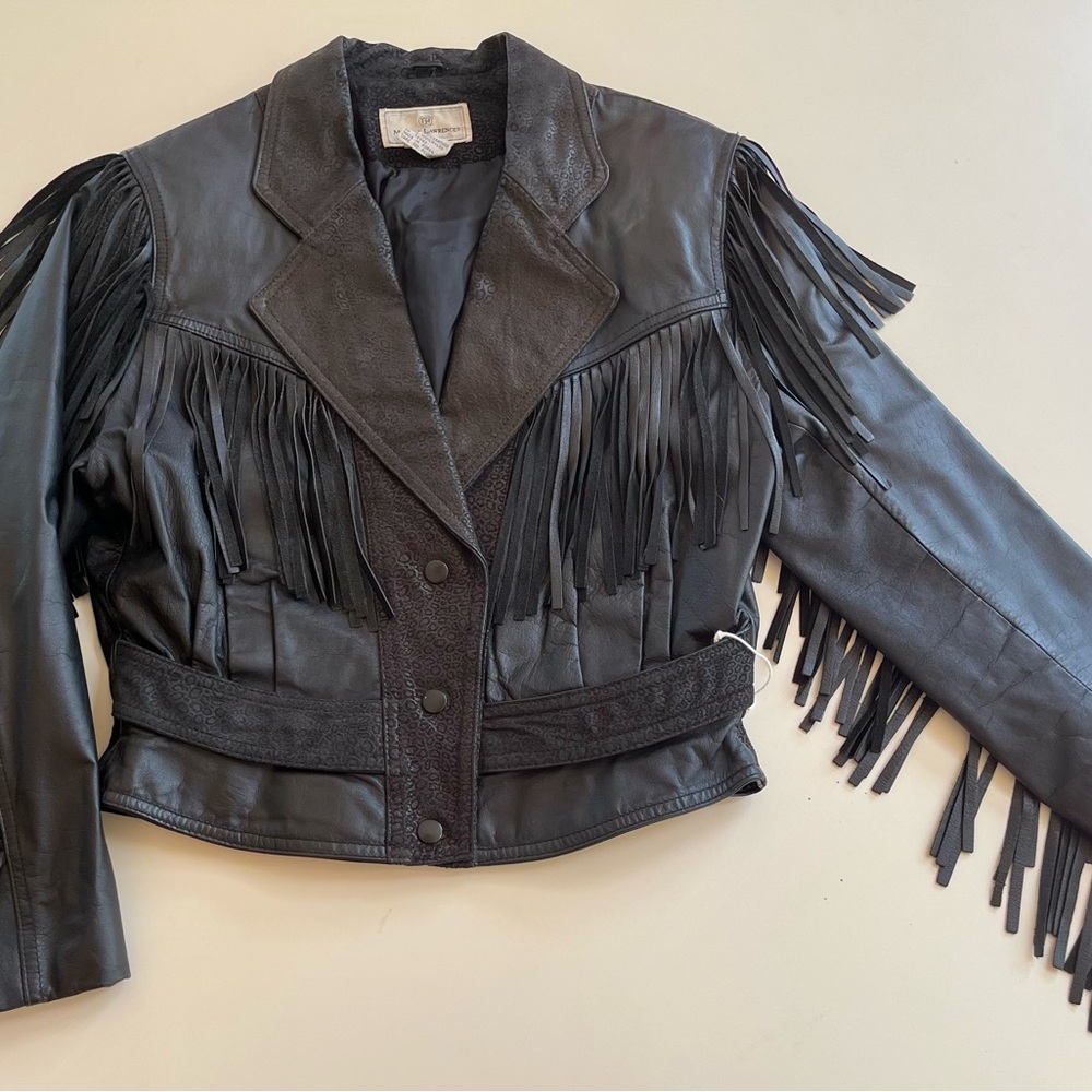 Vintage leather fringe jacket